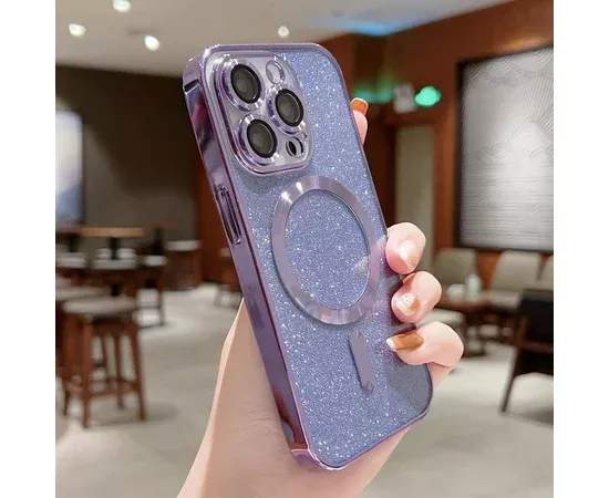 Силіконовий чохол "Shining Plating" with MagSafe для iPhone 14 Pro Фіолетовий