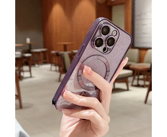 Силиконовый чехол "Shining Plating" with MagSafe для iPhone 14 Plus Темно-Фиолетовый