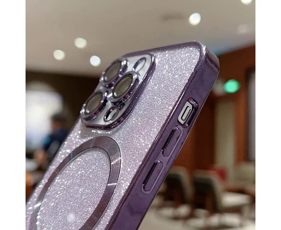 Силіконовий чохол "Shining Plating" with MagSafe для iPhone 14 Темно-Фіолетовий