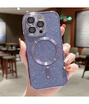 Силіконовий чохол "Shining Plating" with MagSafe для iPhone 14 Pro Max Фіолетовий