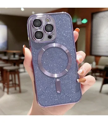Силіконовий чохол "Shining Plating" with MagSafe для iPhone 14 Pro Фіолетовий