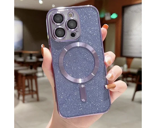 Силіконовий чохол "Shining Plating" with MagSafe для iPhone 14 Pro Фіолетовий