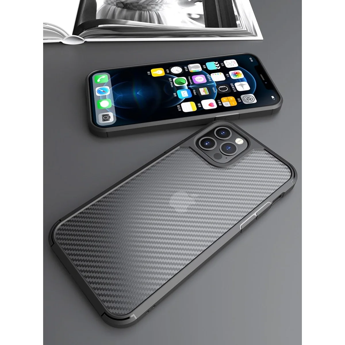 Противоударный чехол "Carbon Matte" для iPhone 13 Pro Черный