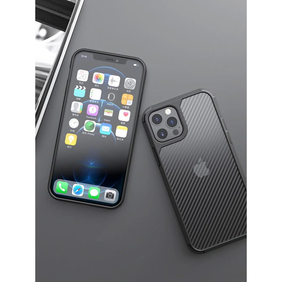 Противоударный чехол "Carbon Matte" для iPhone 13 Pro Черный