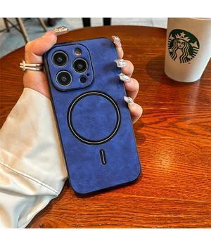 TPU+PC чохол "Luxury Leather" with MagSafe для Apple iPhone 15 Pro Max Синій