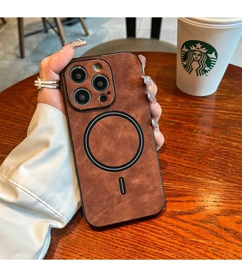 TPU+PC чохол "Luxury Leather" with MagSafe для Apple iPhone 12 Pro Max Коричневий