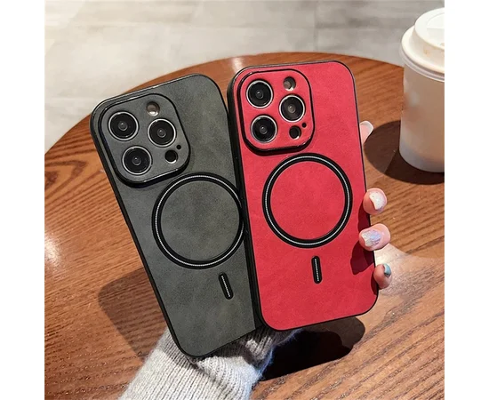 TPU+PC чехол "Luxury Leather" with MagSafe для Apple iPhone 12 Pro Max Красный