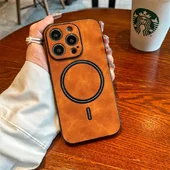 TPU+PC чехол "Luxury Leather" with MagSafe для Apple iPhone 14 Pro Max Светло-коричневый