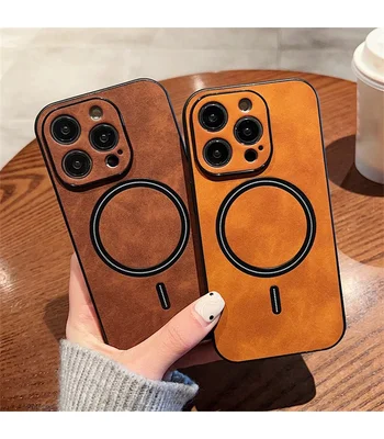 TPU+PC чохол "Luxury Leather" with MagSafe для Apple iPhone 12 Pro Max Коричневий