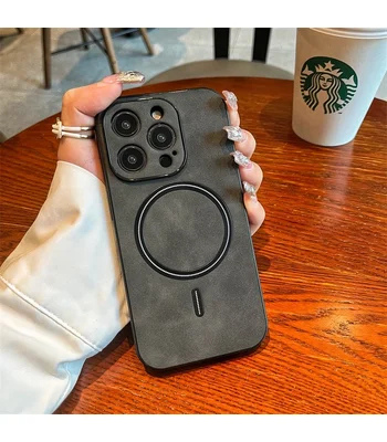 TPU+PC чохол "Luxury Leather" with MagSafe для Apple iPhone 14 Pro Max Сірий