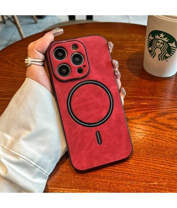 TPU+PC чохол "Luxury Leather" with MagSafe для Apple iPhone 12 Pro Max Червоний