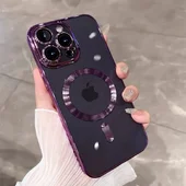 Силиконовый чехол "Transparent Plating" with MagSafe для Apple iPhone 14 Pro Max Фиолетовый