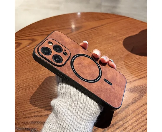 TPU+PC чехол "Luxury Leather" with MagSafe для Apple iPhone 11 Pro Коричневый