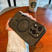 TPU+PC чехол "Luxury Leather" with MagSafe для Apple iPhone 15 Pro Max Серый