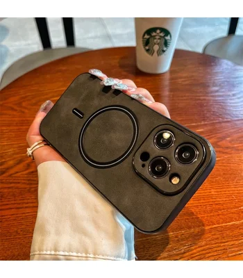 TPU+PC чохол "Luxury Leather" with MagSafe для Apple iPhone 14 Pro Max Сірий