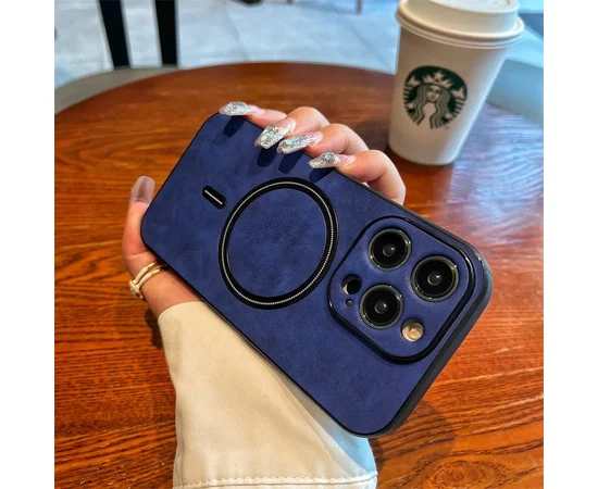 TPU+PC чохол "Luxury Leather" with MagSafe для Apple iPhone 12 Pro Синій