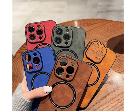 TPU+PC чохол "Luxury Leather" with MagSafe для Apple iPhone 12 Pro Max Коричневий