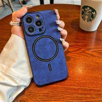 TPU+PC чехол "Luxury Leather" with MagSafe для Apple iPhone 14 Pro Синий