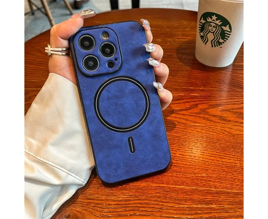 TPU+PC чохол "Luxury Leather" with MagSafe для Apple iPhone 12 Pro Синій