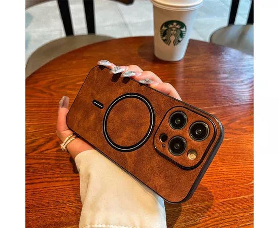 TPU+PC чехол "Luxury Leather" with MagSafe для Apple iPhone 11 Pro Max Коричневый