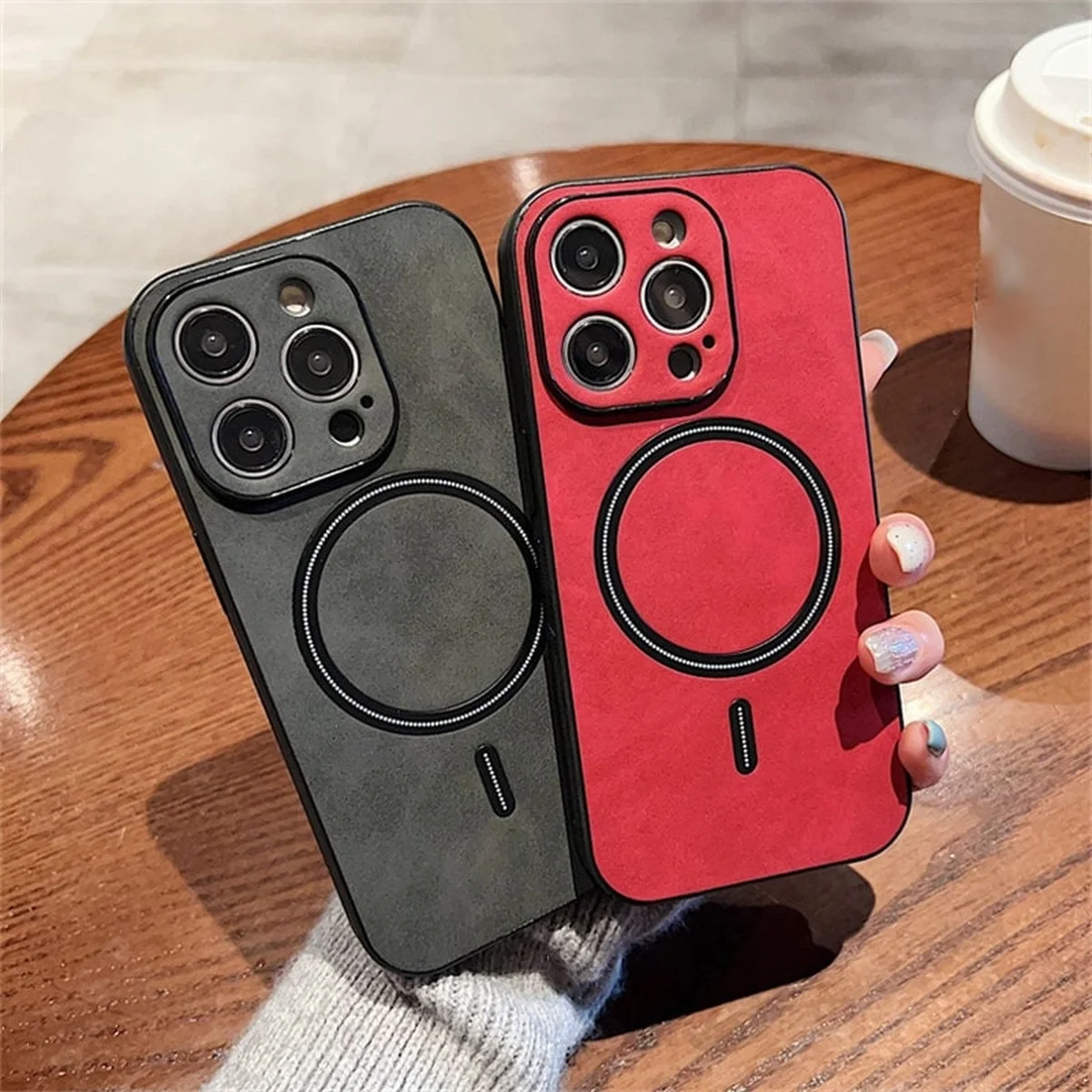 TPU+PC чехол "Luxury Leather" with MagSafe для Apple iPhone 12 Pro Max Красный