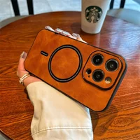 TPU+PC чехол "Luxury Leather" with MagSafe для Apple iPhone 13 Pro Max Светло-коричневый