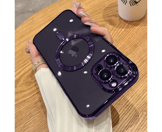 Силиконовый чехол "Transparent Plating" with MagSafe для Apple iPhone 12 Pro Max Фиолетовый