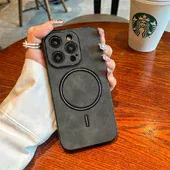 TPU+PC чохол "Luxury Leather" with MagSafe для Apple iPhone 15 Pro Max Сірий
