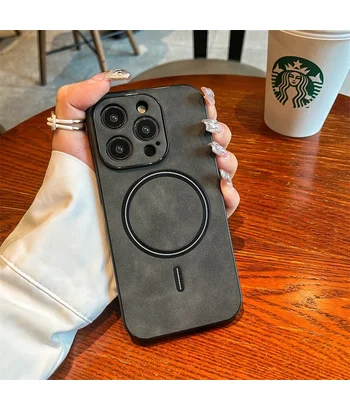 TPU+PC чохол "Luxury Leather" with MagSafe для Apple iPhone 15 Pro Max Сірий