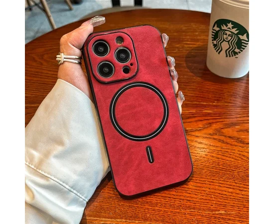 TPU+PC чохол "Luxury Leather" with MagSafe для Apple iPhone 12 Pro Max Червоний