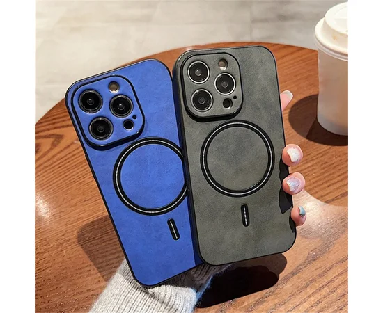 TPU+PC чохол "Luxury Leather" with MagSafe для Apple iPhone 12 Pro Синій