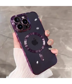 Силиконовый чехол "Transparent Plating" with MagSafe для Apple iPhone 12 Pro Max Фиолетовый