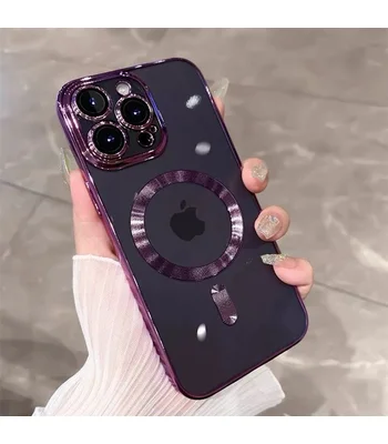 Силиконовый чехол "Transparent Plating" with MagSafe для Apple iPhone 13 Pro Max Фиолетовый
