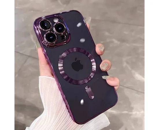Силиконовый чехол "Transparent Plating" with MagSafe для Apple iPhone 12 Pro Max Фиолетовый