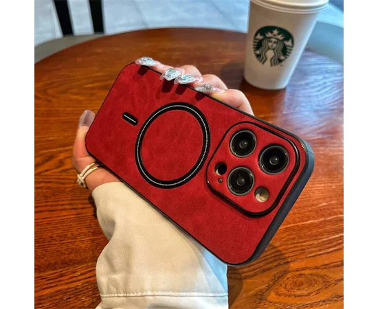 TPU+PC чохол "Luxury Leather" with MagSafe для Apple iPhone 12 Pro Max Червоний