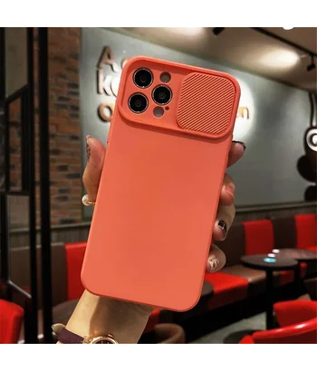 Силіконовий чохол "Lens Protection" для iPhone 14 Pro Max Рожево-помаранчевий