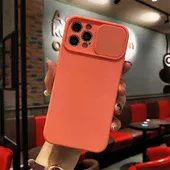 Силиконовый чехол "Lens Protection" для iPhone 14 Pro Max Розово-оранжевый