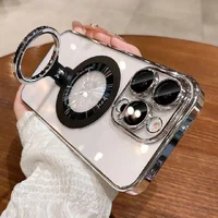 Пластиковый чехол "Transparent ring" MagSafe с подставкой для iPhone 14 Pro Max Черный