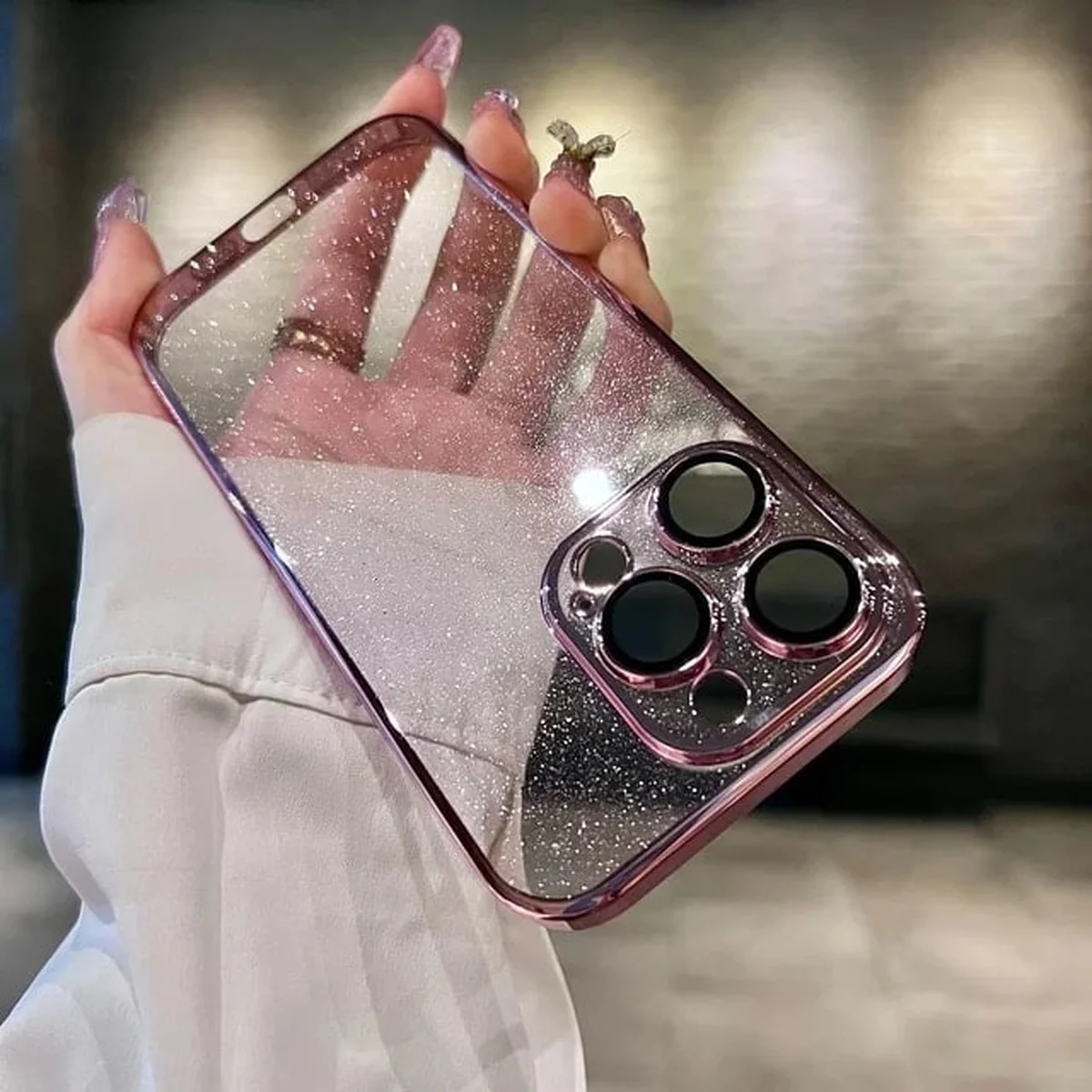 Пластиковий чохол "Bling Transparent" для iPhone 15 Pro Max Рожевий