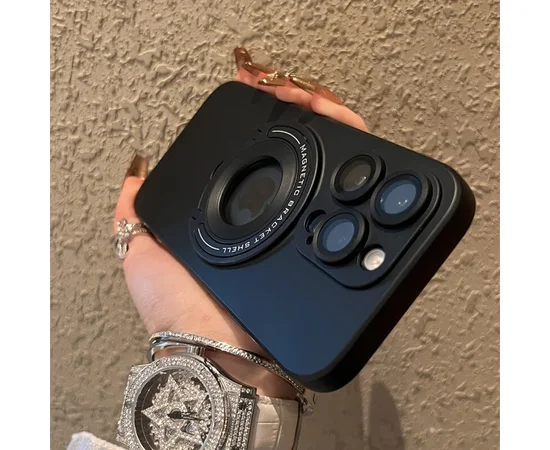 Силиконовый чехол "Magnetic Fold" MagSafe с подставкой для iPhone 15 Pro Max Черный