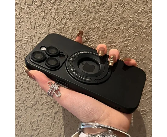 Силиконовый чехол "Magnetic Fold" MagSafe с подставкой для iPhone 15 Pro Max Черный