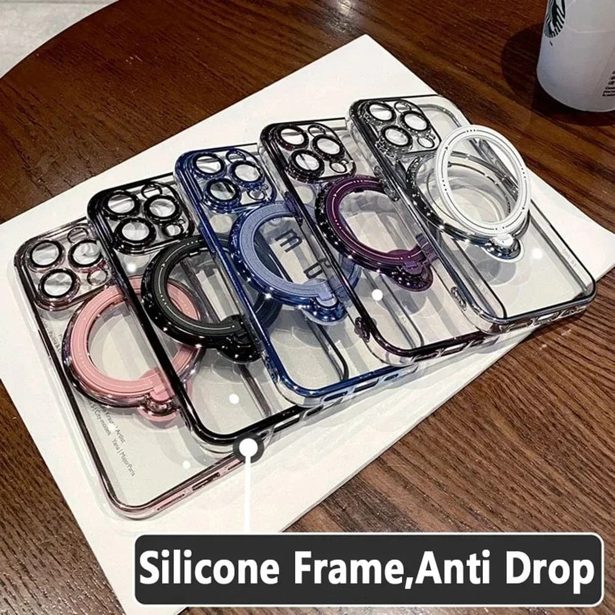 Силиконовый чехол "Transparent Standing" с подставкой для iPhone 14 Pro Max Фиолетовый