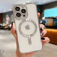 Силиконовый чехол "Transparent Plating" with MagSafe для Apple iPhone 13 Pro Серебряный