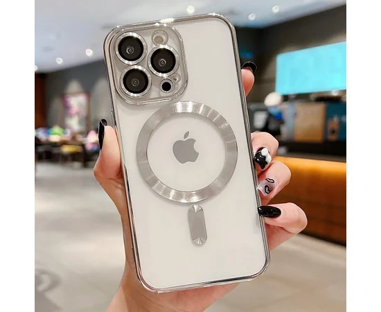 Силіконовий чохол "Transparent Plating" with MagSafe для Apple iPhone 12 Pro Max Срібний