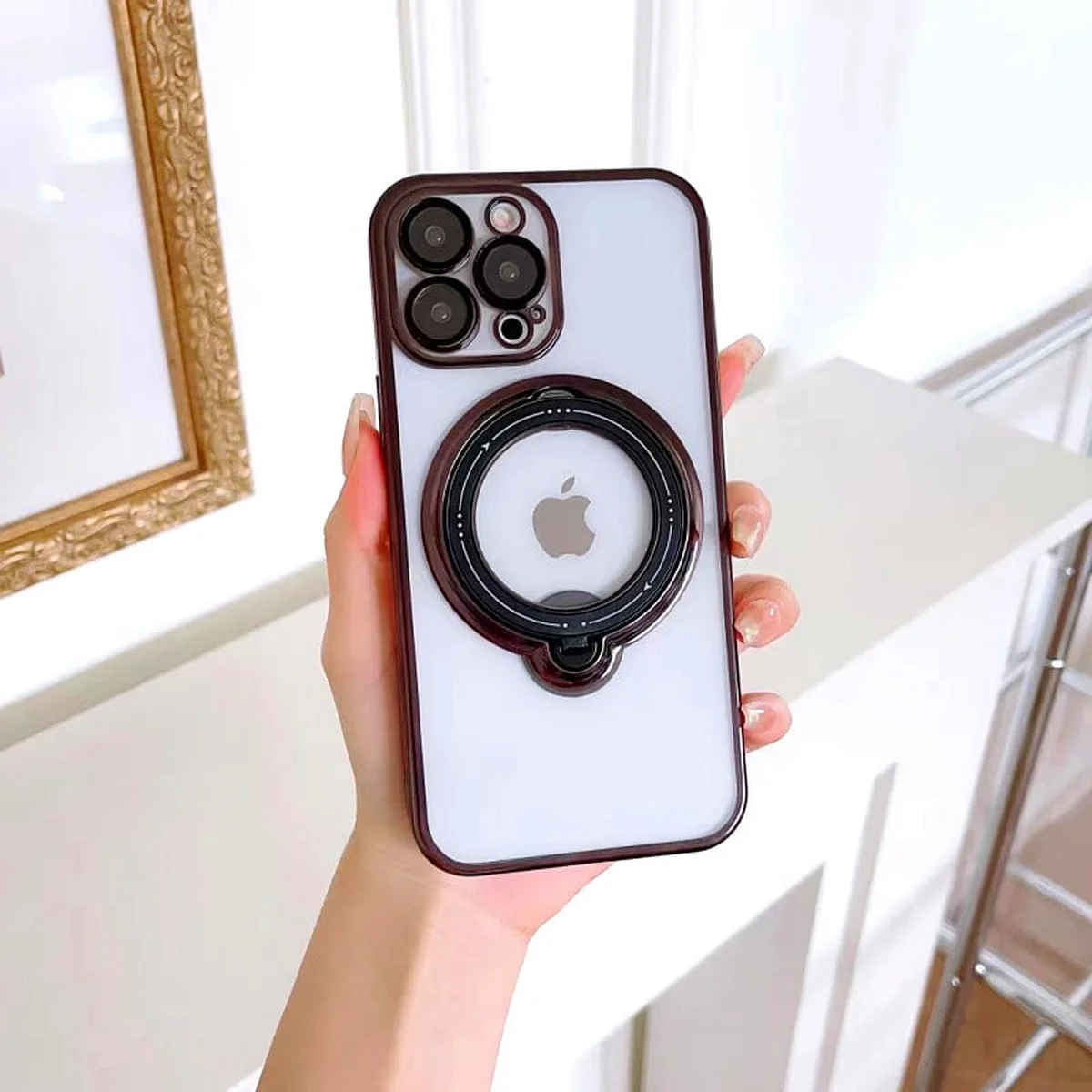 Силиконовый чехол "Transparent Standing" с подставкой для iPhone 12 Pro Max Черный