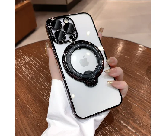 Силиконовый чехол "Transparent Standing" с подставкой для iPhone 12 Pro Max Черный