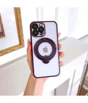 Силіконовий чохол "Transparent Standing" з підставкою для iPhone 13 Pro Max Фіолетовий