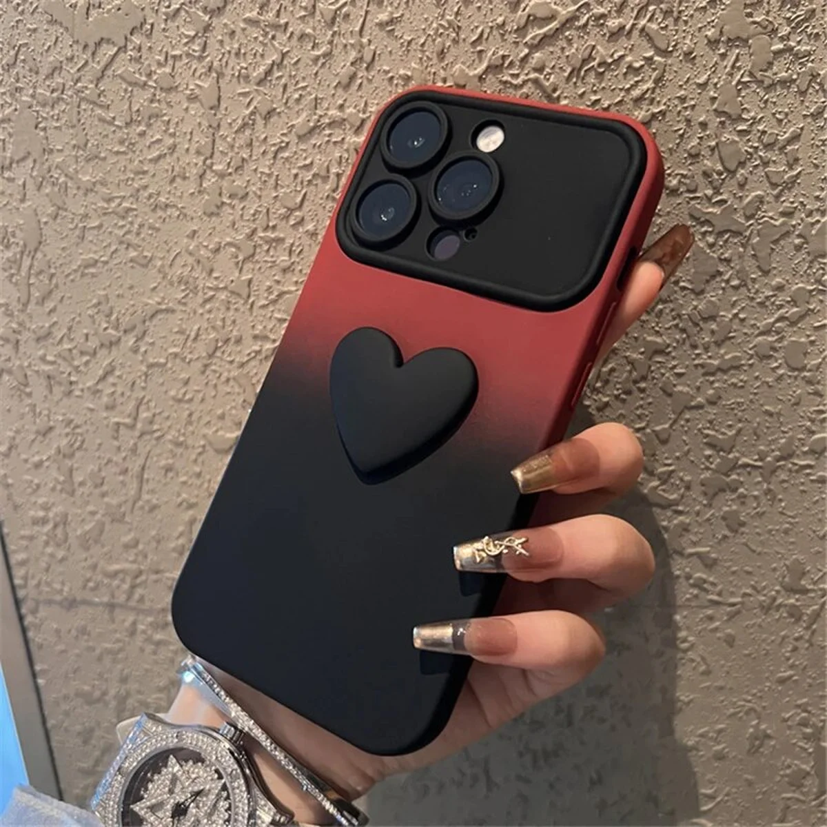 Силиконовый чехол "Black Heart" для iPhone 14 Pro Max Бордовый