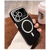 Противоударный чехол "Matte Larg" Case with MagSafe для Apple iPhone 15 Pro Max Черный