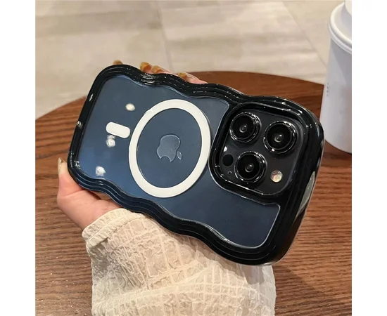 Силіконовий чохол "Wavy Lines" with MagSafe для Apple iPhone 14 Pro Чорний